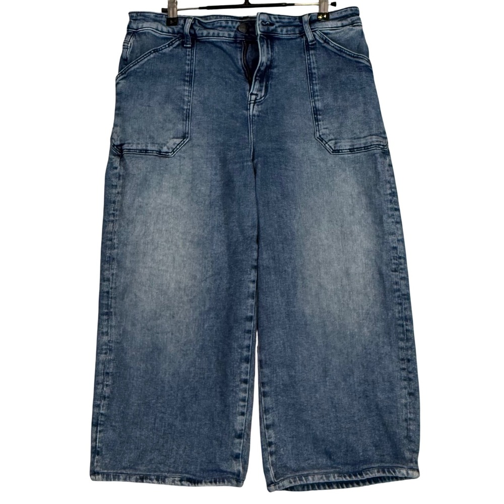 Vero Moda Blue Wide Leg Cropped Carpenter Jeans High Rise‎ Medium Wash Size 30